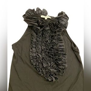 Cottonade Paris Women's Size 2 Black Ruffle Sleeveless Blouse w/ hidden zipper
